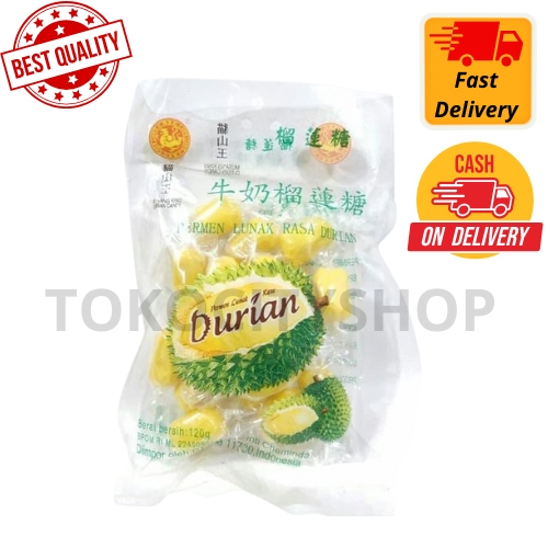 

Cemilan Buah Durian / Aneka Permen / Permen Durian / Permen Lunak Rasa Durian / 120g