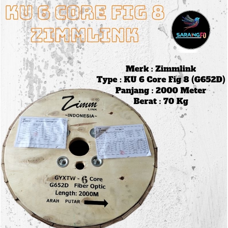 Kabel Fiber Optic 6 core fig 8 panjang 2000 meter ZIMMLINK