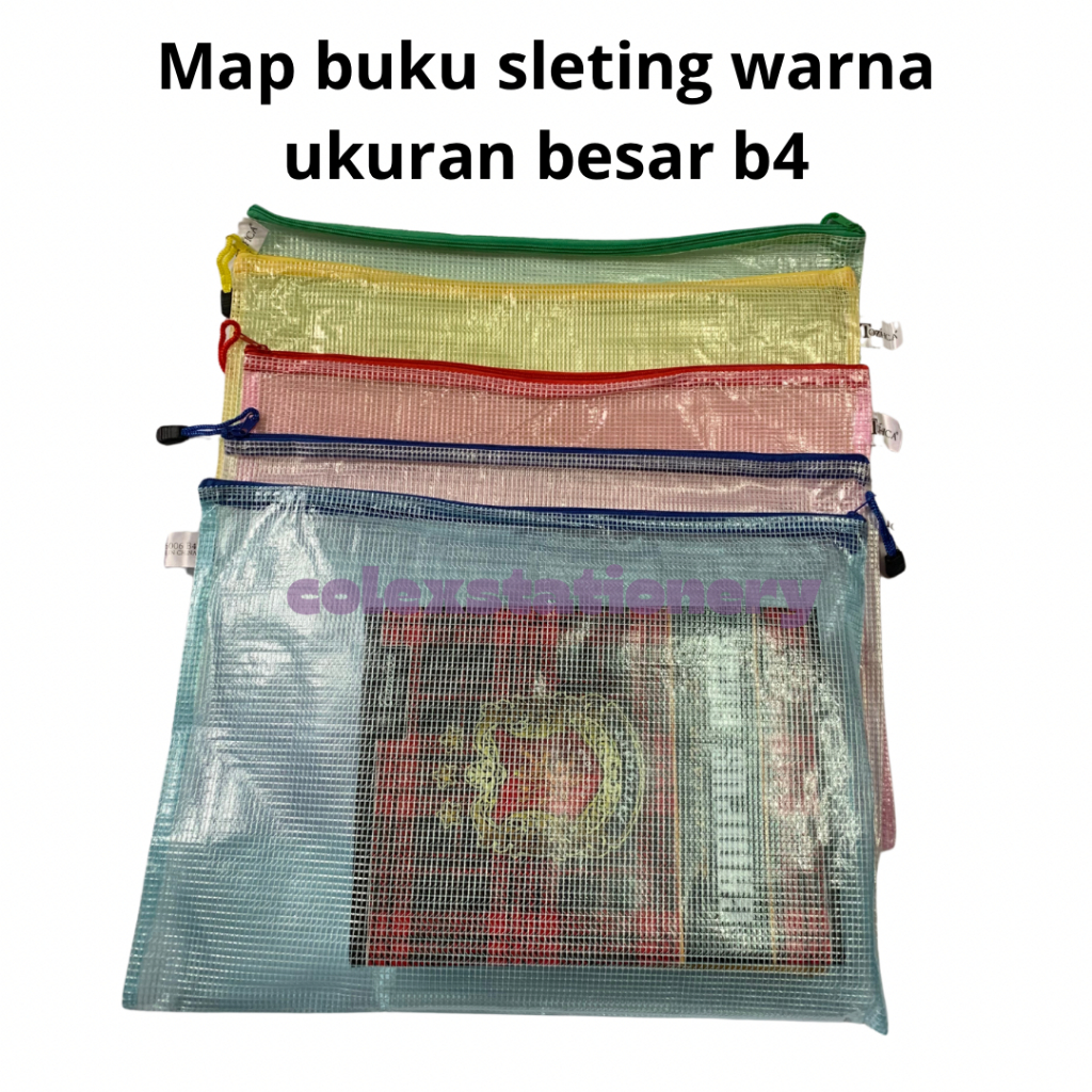 

Map Zipper Sleting Pelajaran / Map Sleting Warna Transparan Sleting Ukuran Besar B4 Polos Isi 12 Pcs