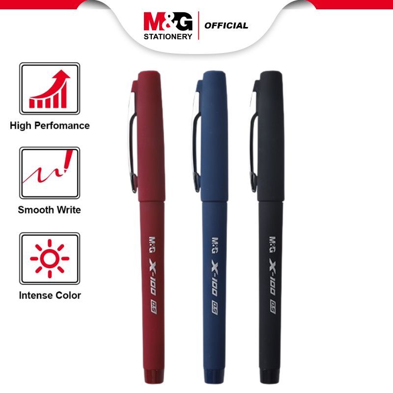 

M&G Pulpen Bolpoin 0.7mm Rubber coating body With Metal Clip Tinta Hitam/Biru/Merah