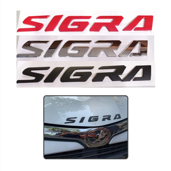 (AK) STIKER EMBLEM KAP MESIN MOBIL SIGRA MERAH CHROME HITAM