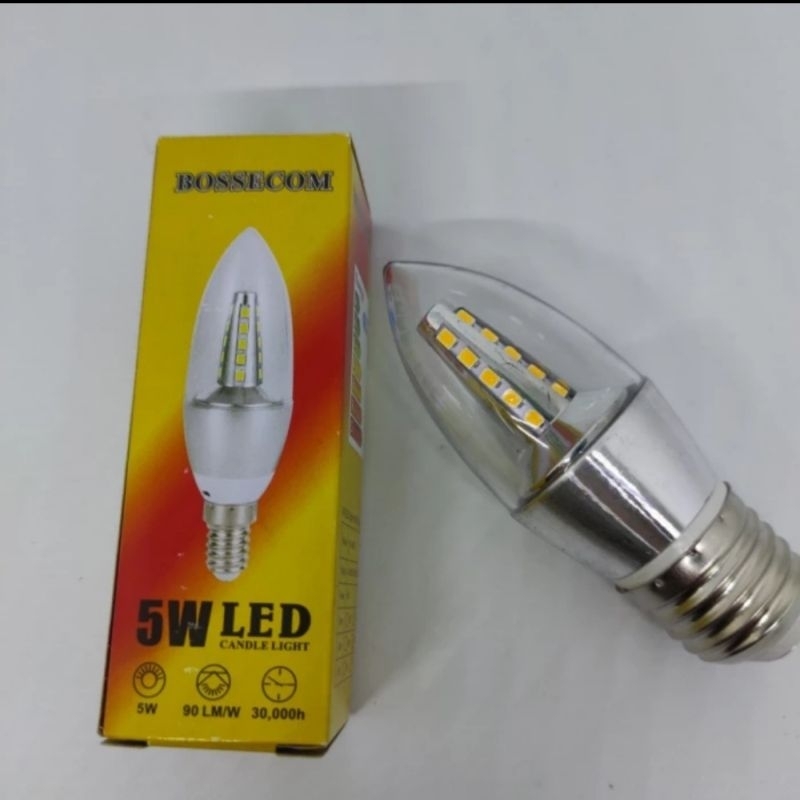 BOSSECOM LAMPU LED CANDLE E14 E27 5W PUTIH KUNING / Lampu Cabe Lombok LED 5 Watt