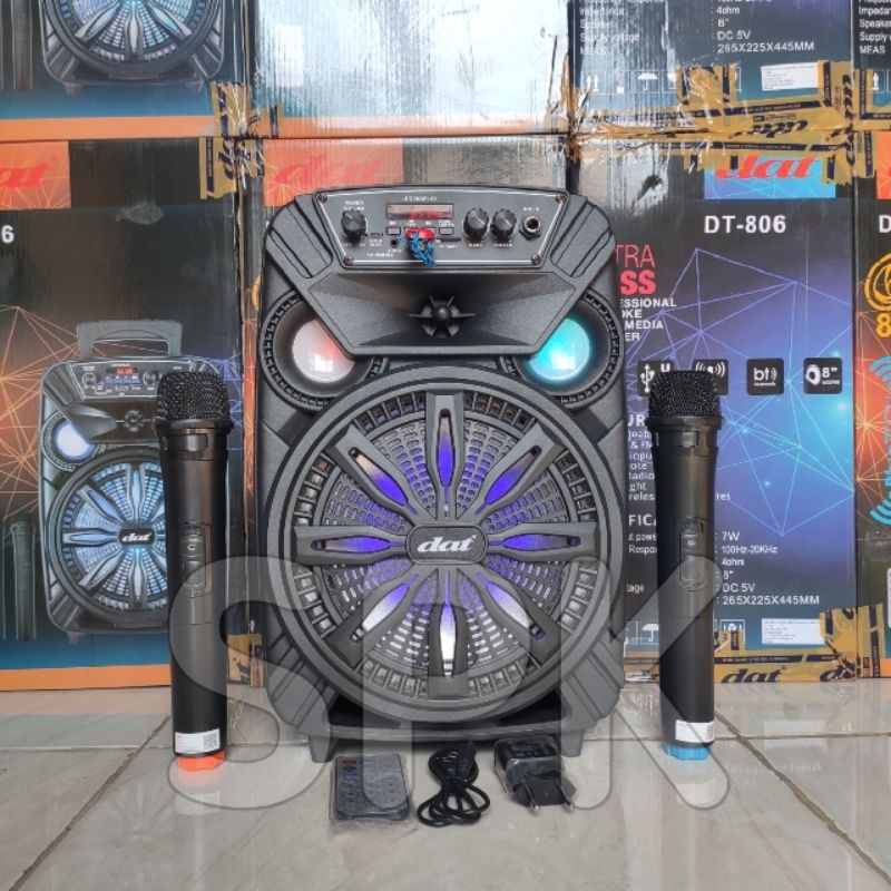 Speaker Portable DAT DT 806 8 inch 2 Mic Wireless