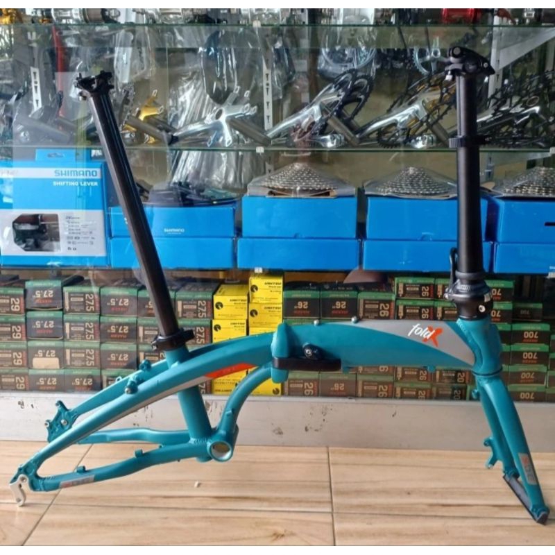 Frame Sepeda Lipat Folding Bike FoldX Xone 16" Inch / 16" Plus Discbrake Bahan Chromoly Dark Green N