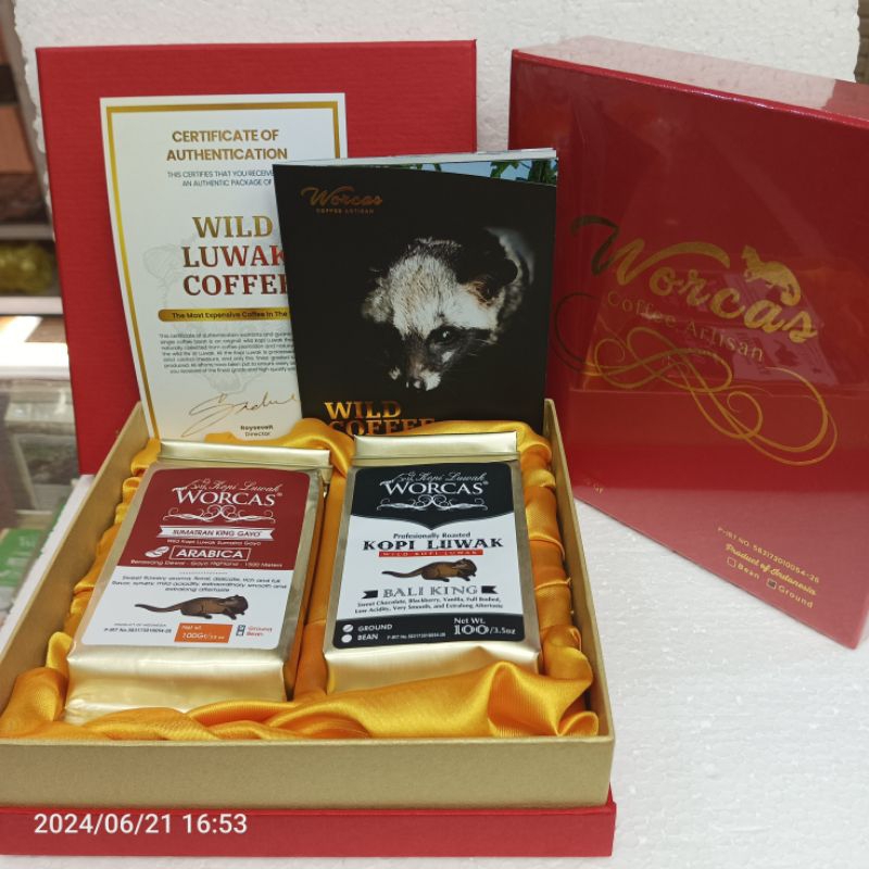 

Worcas Kopi Luwak, Luxury Box Merah, Kopi Luwak Worcas Asli Indonesia