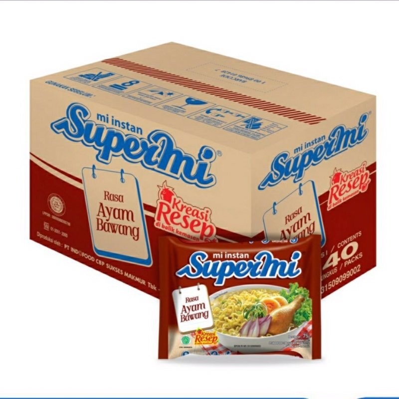 

NOODLES/MIE INSTANT SUPERMI KUAH RASA AYAM BAWANG KEMASAN DUS (ISI 40 PCS)