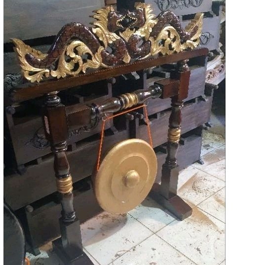 gong besi dim 45cm plus stand tiang gong