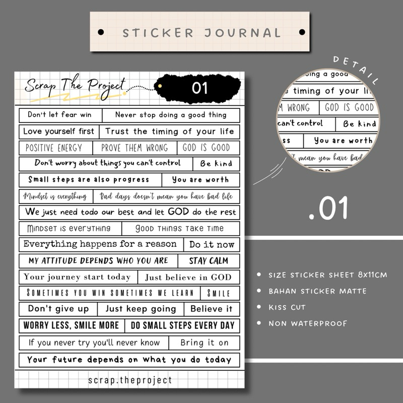 

STICKER PLANNER JOURNAL / MOTIVATION QOUTES DECO STICKER / STP - 01