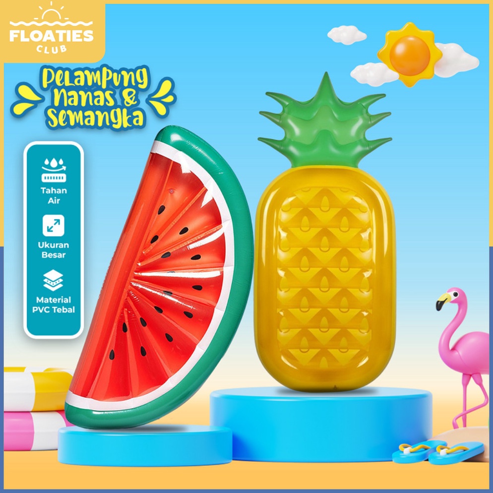 Pelampung Renang Matras Buah Semangka dan Nanas  Floaties club v V8F6