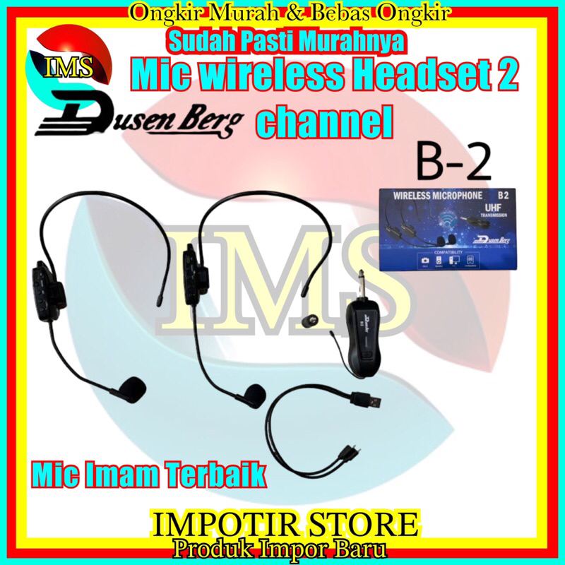 Mic wireless headset Dusenberg B2 2 bando Imam terbaik Vokal original Resmi