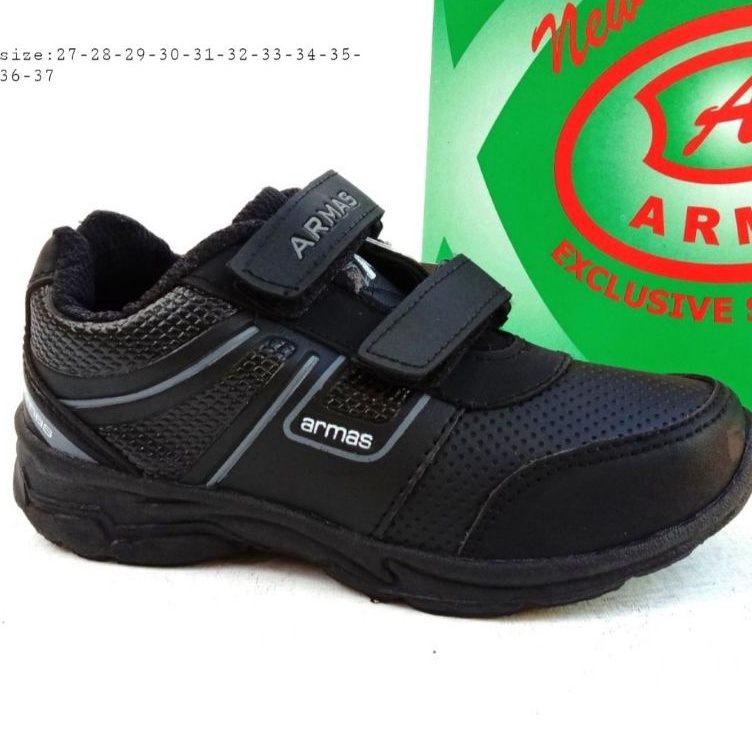 KODE I85V Sepatu Anak Sekolah Original ArmodArmas CRV Sepatu Hitam Polos