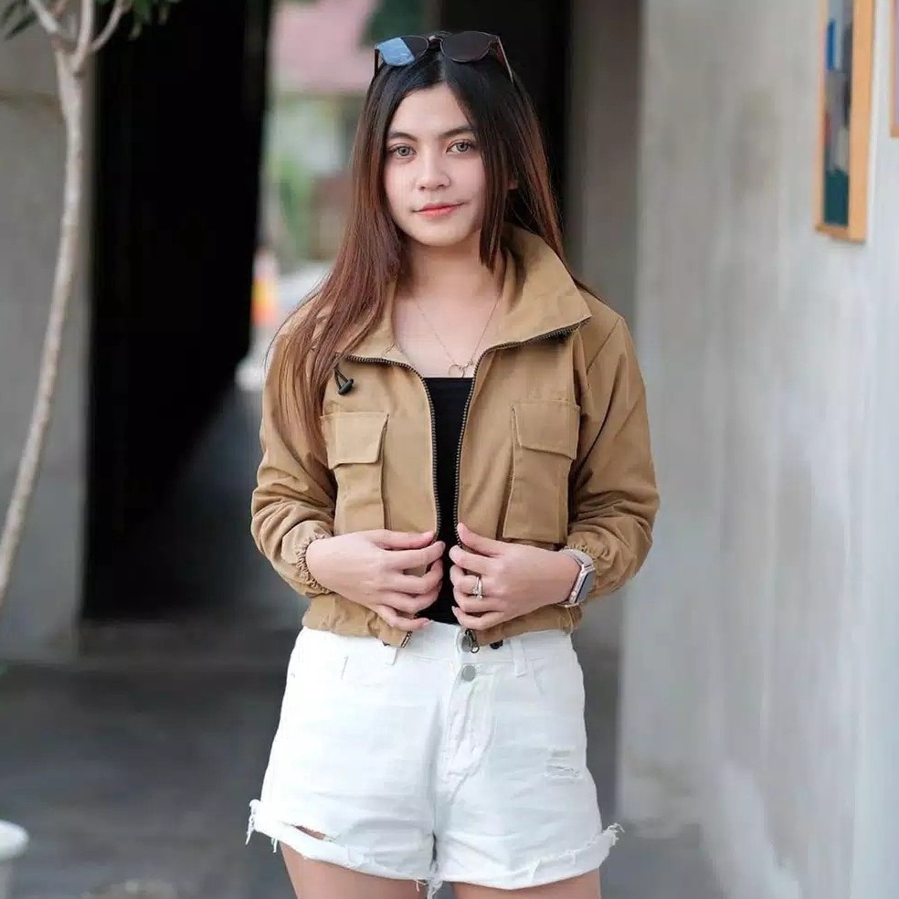 KODE H84K Sury Jaket Crop Wanita Trendy  Jaket Wanita  Jaket Crope Wanita Terlaris Spesial Promo Kni