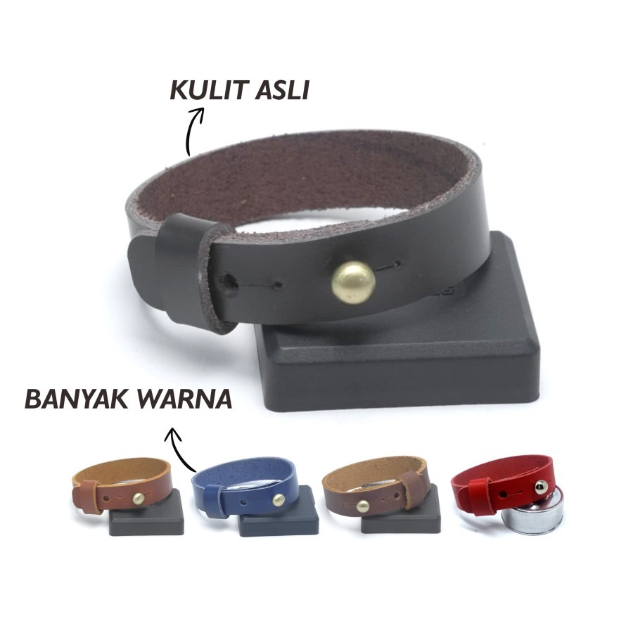 Gelang simple kulit asli - leather bracelet basic pentolan