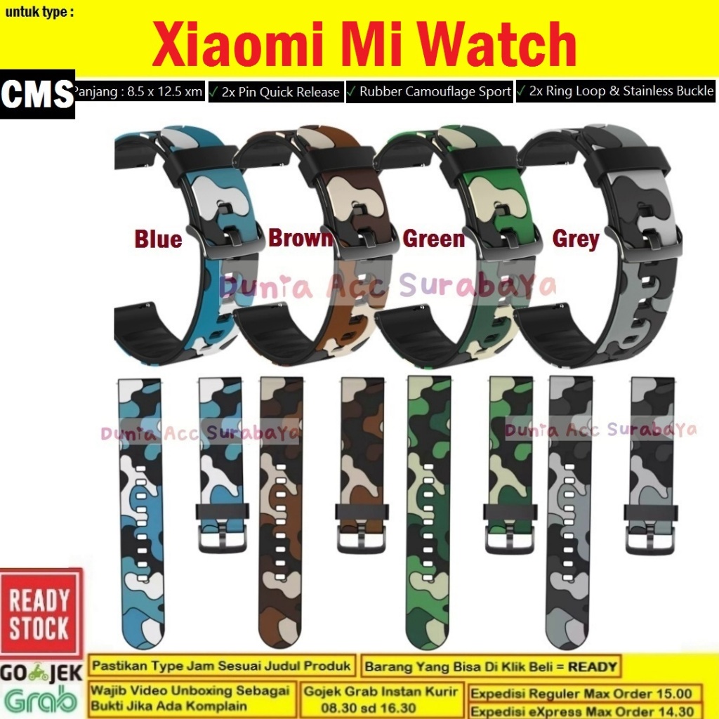 Tali Jam Tangan Strap Xiaomi Mi Watch Watch 22mm Camouflage Sport Black Buckle - CMS MiWatch