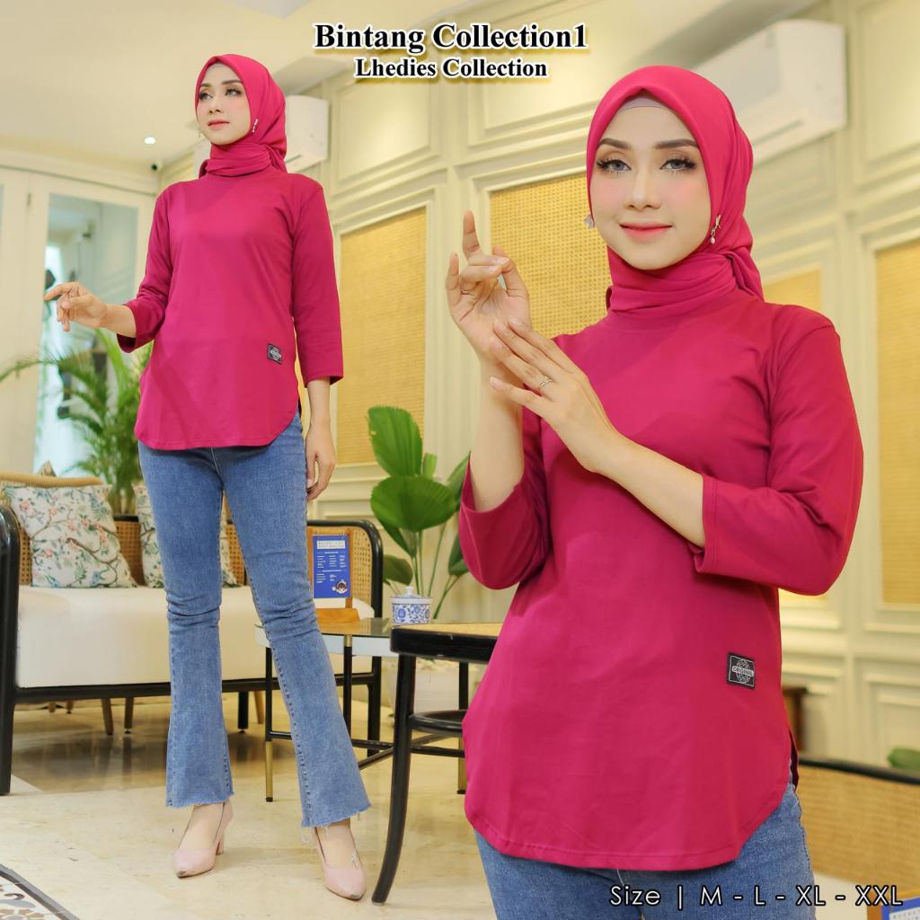 KAOS WANITA KAOS POLOS ATASAN WANITA KAOS V NECK LENGAN 3/4 KAOS LENGAN 7/8 KAOS CEWEK ATASAN WANITA