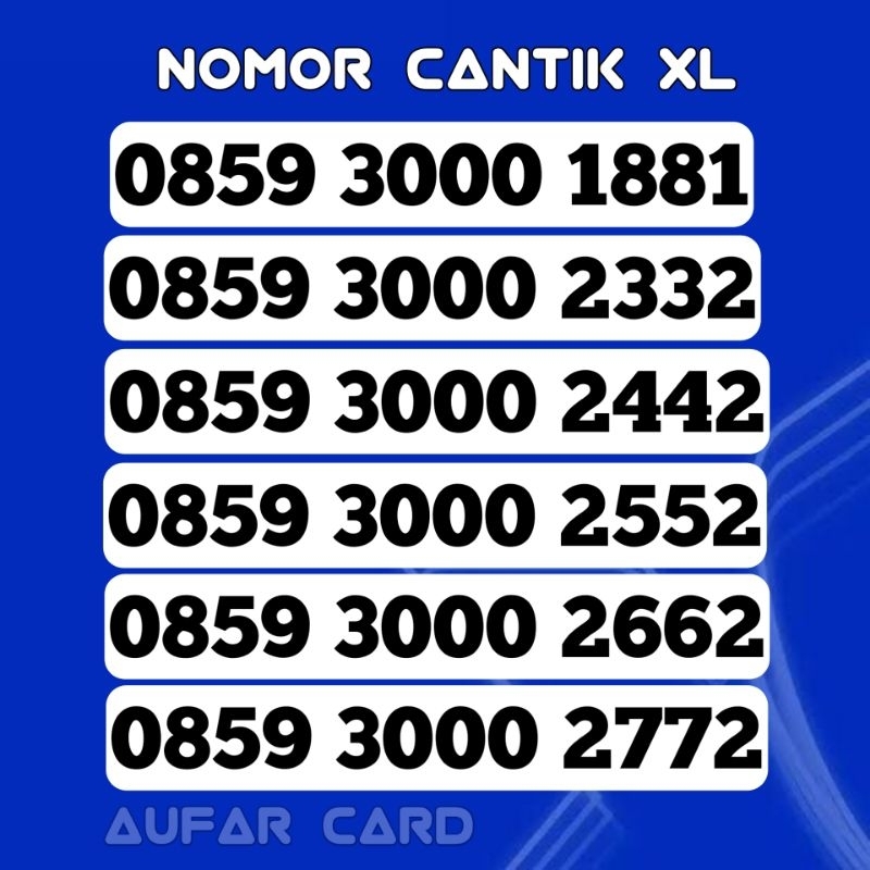 Nomor Nomer Cantik XL Super 3000 ABBA rapi 000
