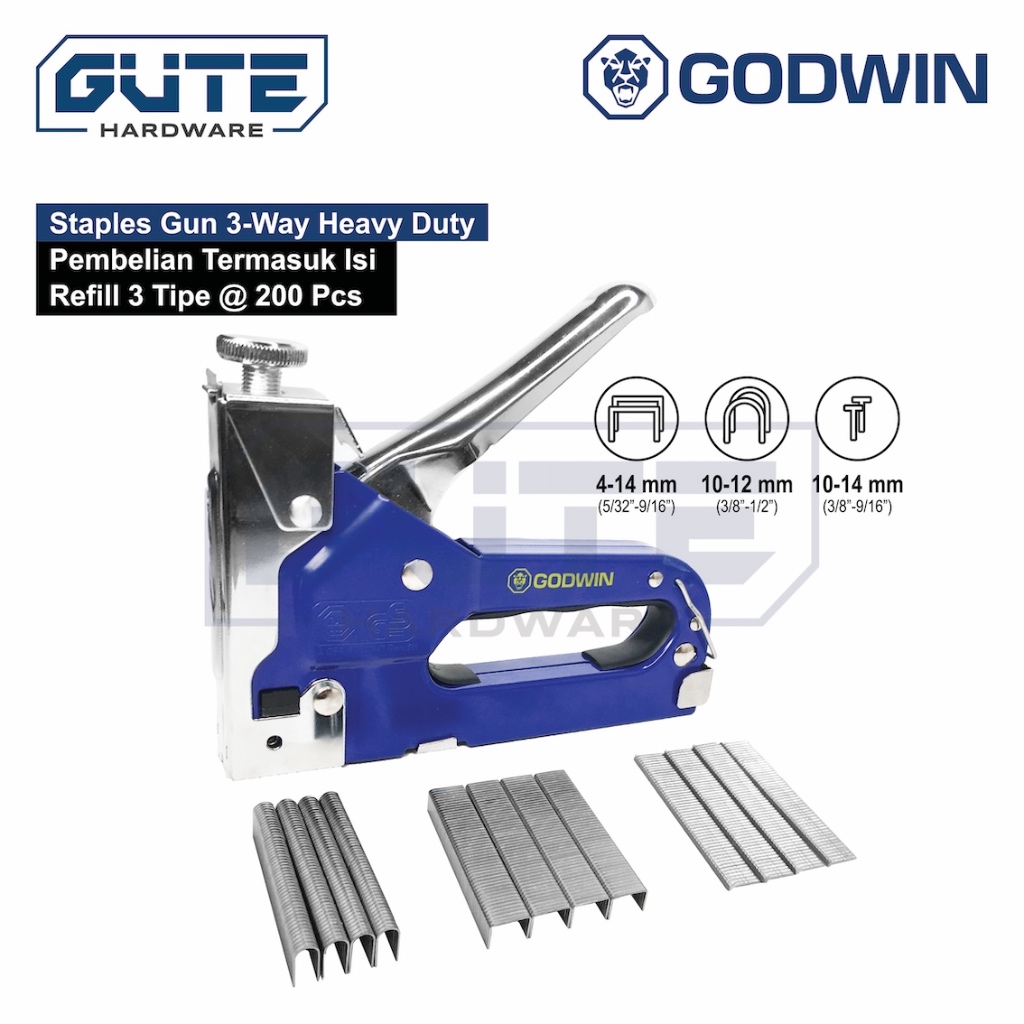 

GODWIN Staples Gun / Staples Tembak 3 in 1 HEAVY DUTY + Refill @ 200 Pcs GUTE