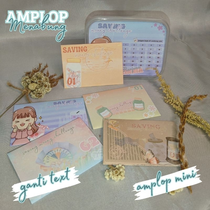 

SAVING CHALLANCE - AMPLOP MINI - FREE BOX - AMPLOP TARGET MENABUNG - AMPLOP BUDGETING- ENVELOPES CHALLENGE -AMPLOP CHALLENGE 30 PCS - CUSTOM TEXT DAN NAMA