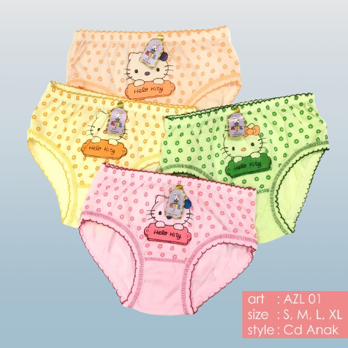 Lusinan | Celana Dalam Anak Perempuan Motif Hello Kitty Bahan Katun - Azl01