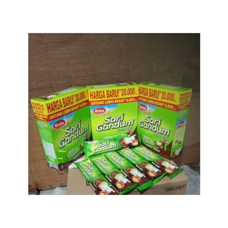 

roma sari gandum sandwich cokelat 1box isi =12pcs x36gram