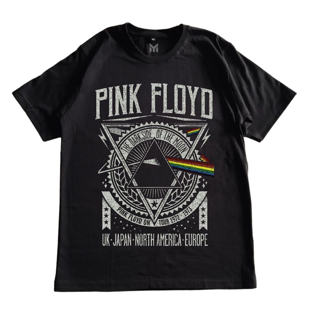 Kaos Pria Distro PINK FLOYD THE DARKSIDE OF THE MOON TOUR 1972 - 1973 UK-JAPAN-NORTH AMERIKA-EUROPE