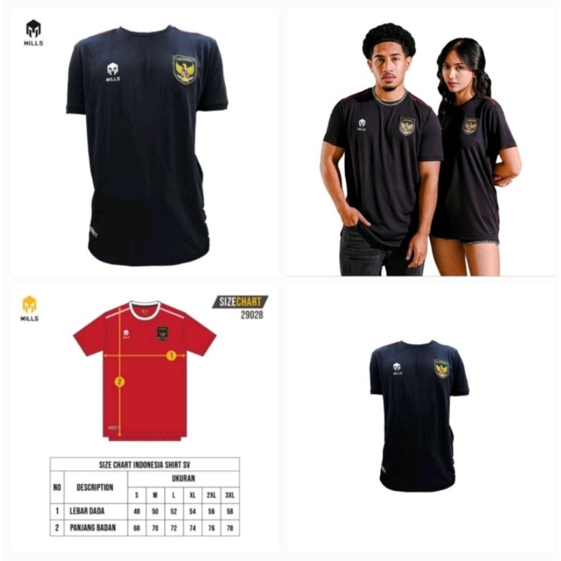 (MILLS) Timnas Indonesia Jersey - Supporter Version Alternate Kit Player 2022 Hitam Original