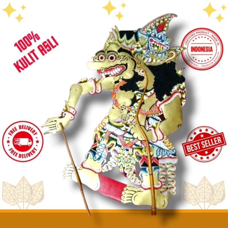 BUTO PATIH Wayang Kulit Alusan Buto Patih Emas Brom Jumbo Ukuran -+ 80 cm Standar Dalang