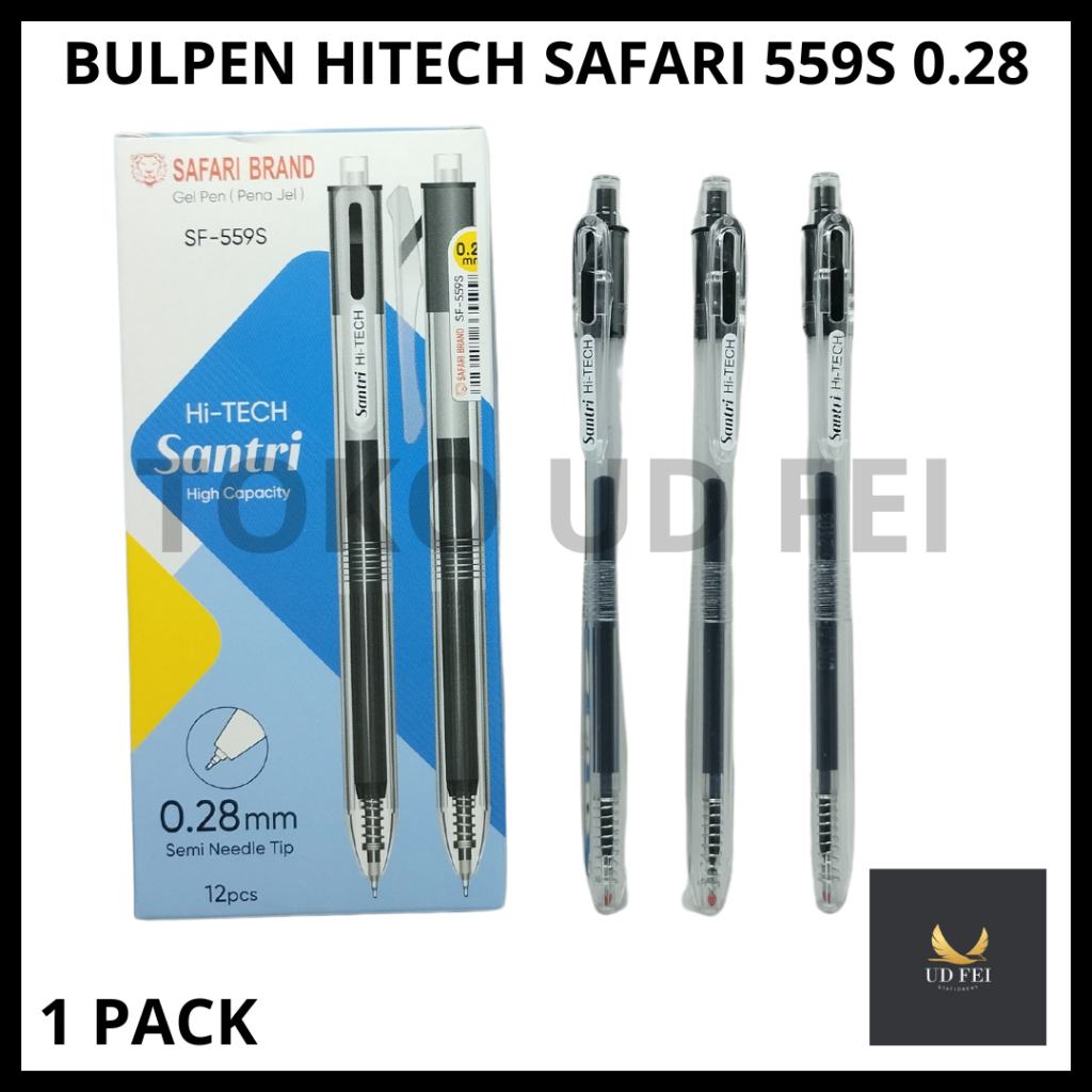 

(1 PACK) Bulpen Safari Hitech/ Bulpen Hitech sAFARI 559 SANTRI/ Ballpoin Hitech Gel/ Ballpen Gel 0.28