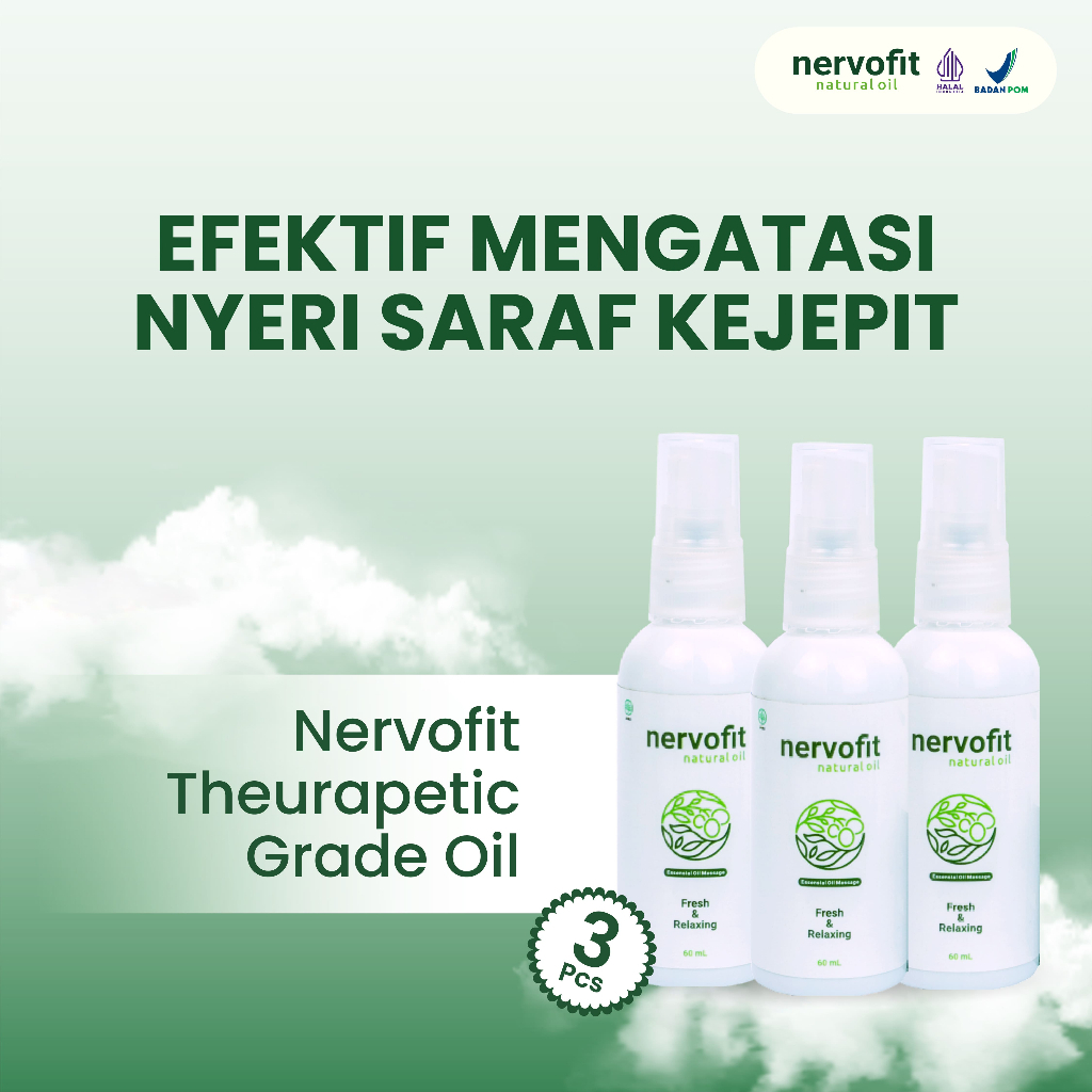 NERVOFIT Natural Oil paket hemat isi 3 membantu meringankan sakit gejal syaraf kejepit, kaki bengkak