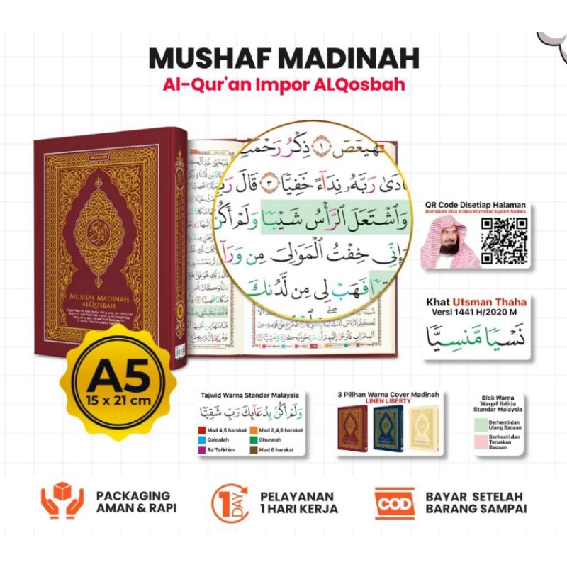 Al Quran Madinah - Mushaf Madinah Cetakan Al Qosbah Ukuran A5 Original