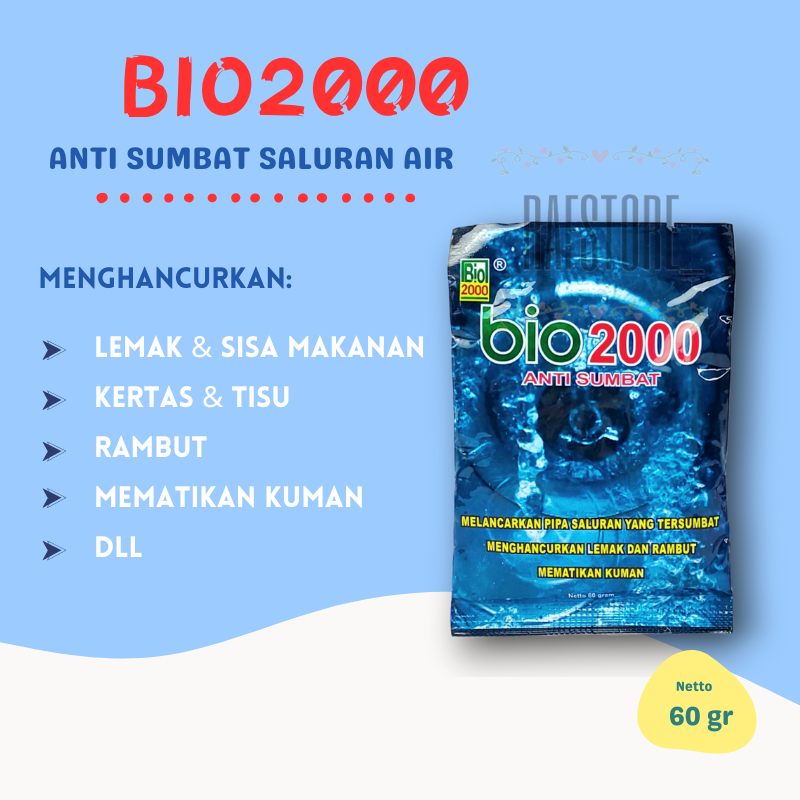 Bio2000 Anti Sumbat WC / Anti Sumbat Wastafel / Anti Sumbat Dapur / Anti Sumbat Pipa Air / Anti Sumb