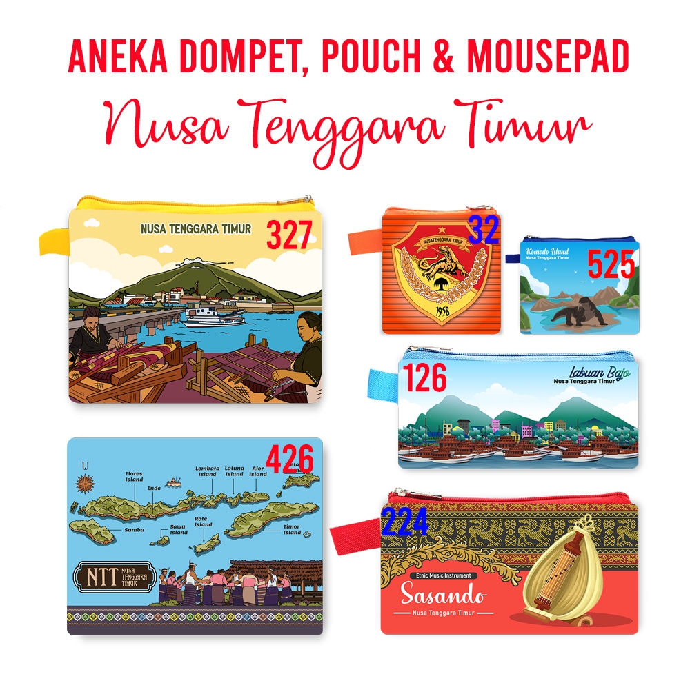 Nusa Tenggara Timur Souvenir Dompet Pouch Mouse Pad Pin Magnet Gantungan Kunci Landmark Oleh Oleh Ne