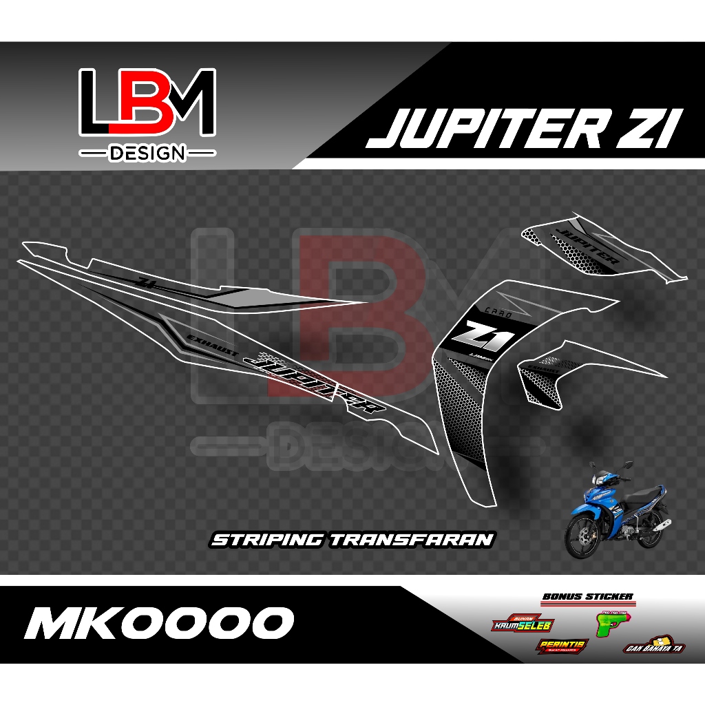 STIKER TRANSPARAN LIST STRIPING UV JUPITER Z1 VARIASI LIST DESAIN MINIMALIS