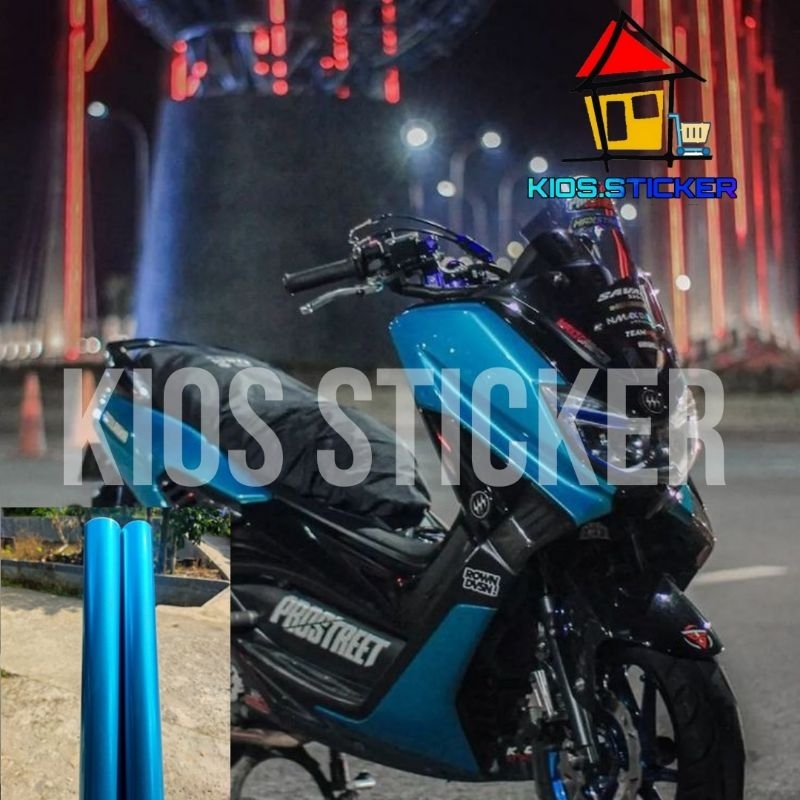 Stiker skotlet motor warna biru muda metalik candy skotlet sky blue candy