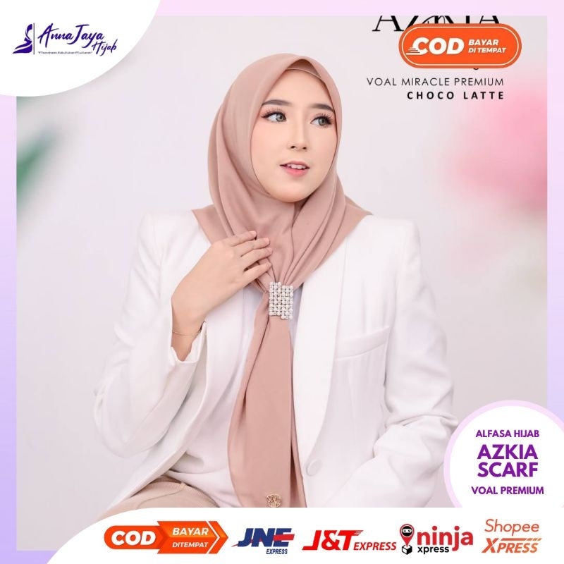 Alfasa Hijab Jilbab Segiempat Polos Azkia Scarf Bahan Voal Premium Size 110x110cm