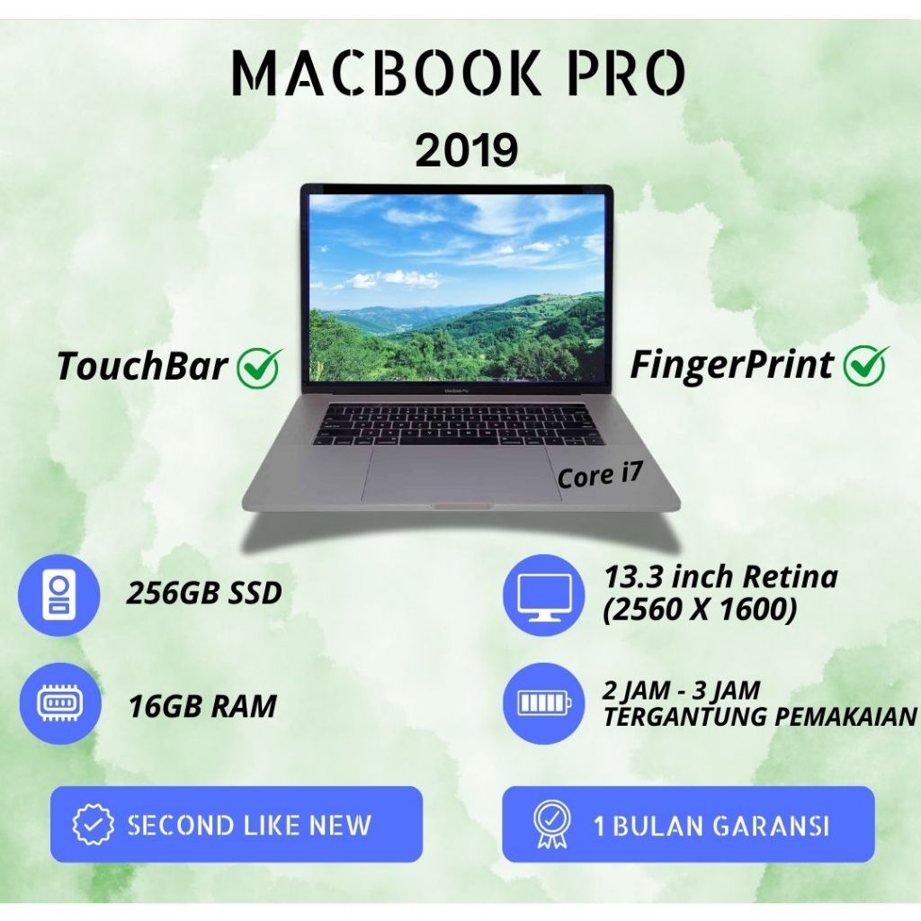 LAPTOP MACBOOK PRO 2019 RETINA / SECOND / BERKUALITAS / BERGARANSI / TERMURAH