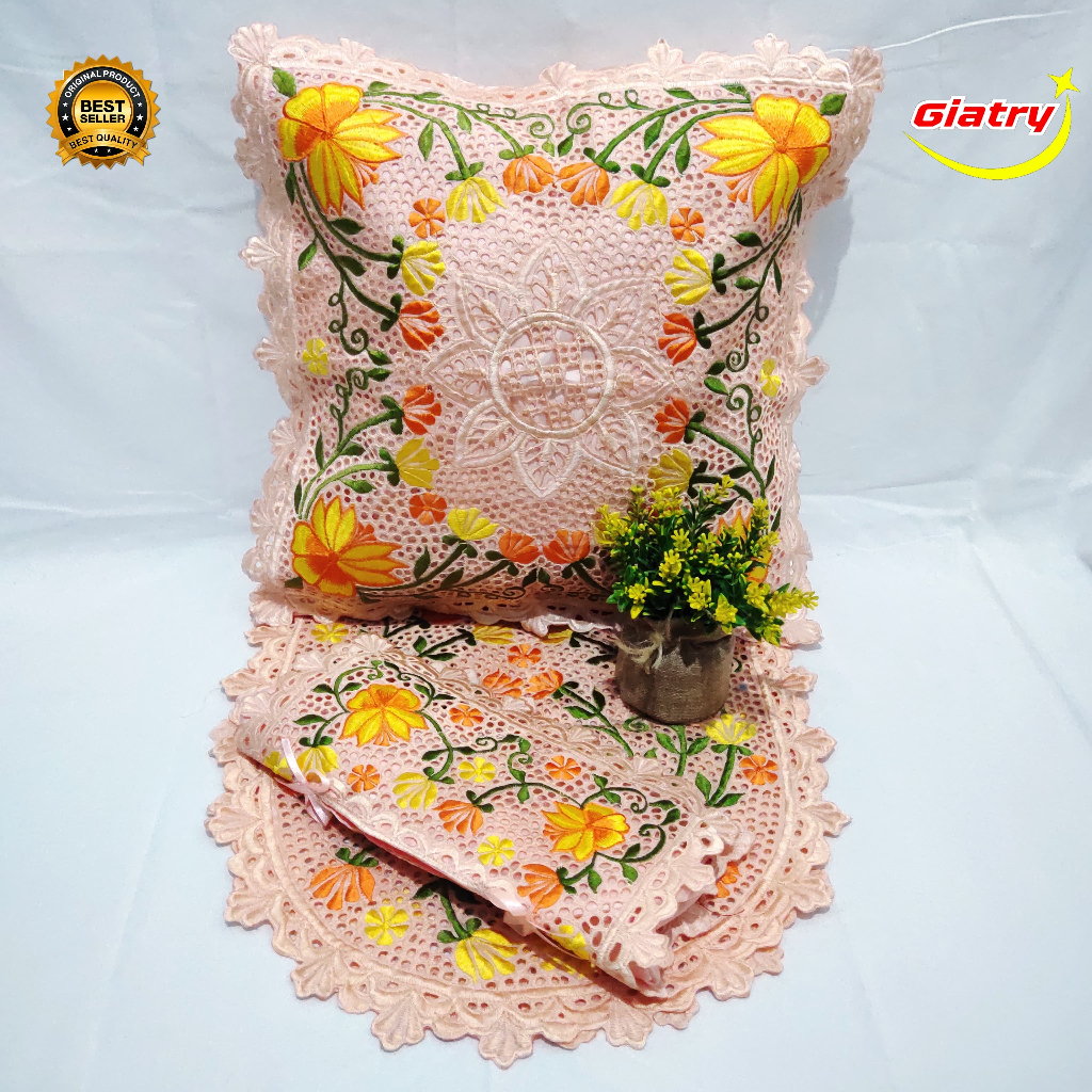 Pre-order Set sarung bantal bordir kursi sofa/Caver bantal sofa/kursi