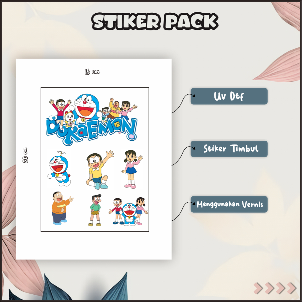 

Stiker Sticker Setiker Tumbler LAptop Hp Cermin Lemari Pack UV DTF Motif Doraemon Biru Putih P12