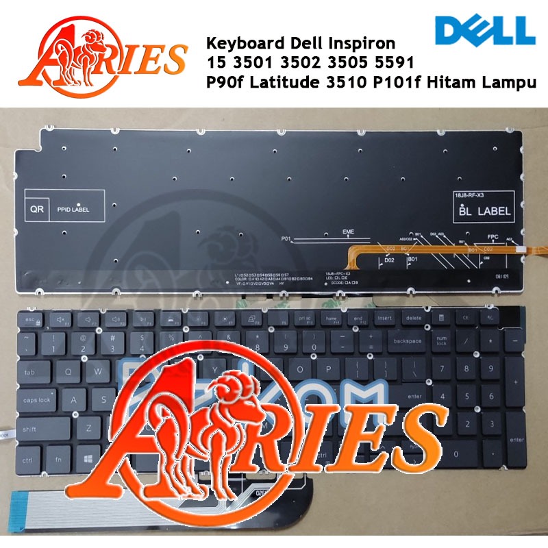 Keyboard Laptop Dell Inspiron 15 3501 3502 3505 5591 P90f Latitude 3510 P101f