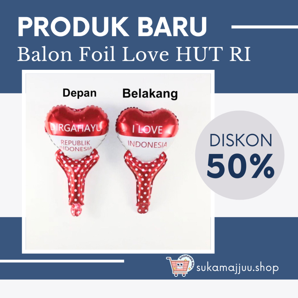 balon 17 agustus merah putih Metalik||Balon Foil Love HUT RI / Balon 17 Agustus Dirgahayu RI 40cm