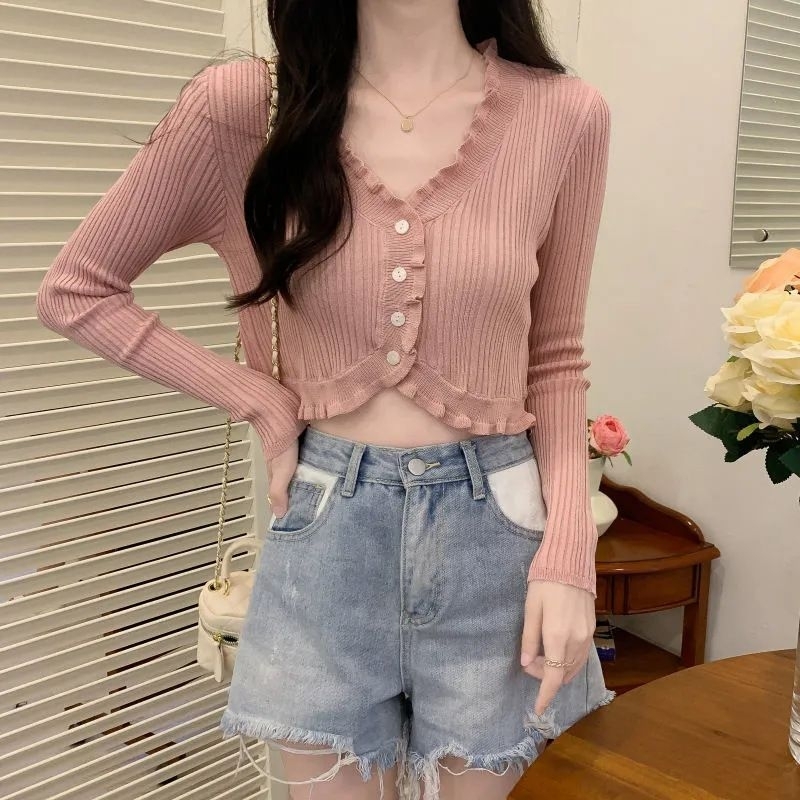 Women.id Xara Cardigan Crop Rajut Halus Kerah V/Knit Cardigan Crop V Neck