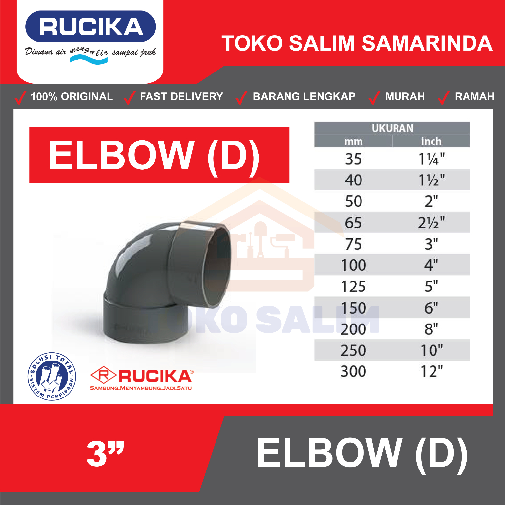 Elbow Rucika JIS D 3 Inch | Knee L90 Rucika D 3 Inci