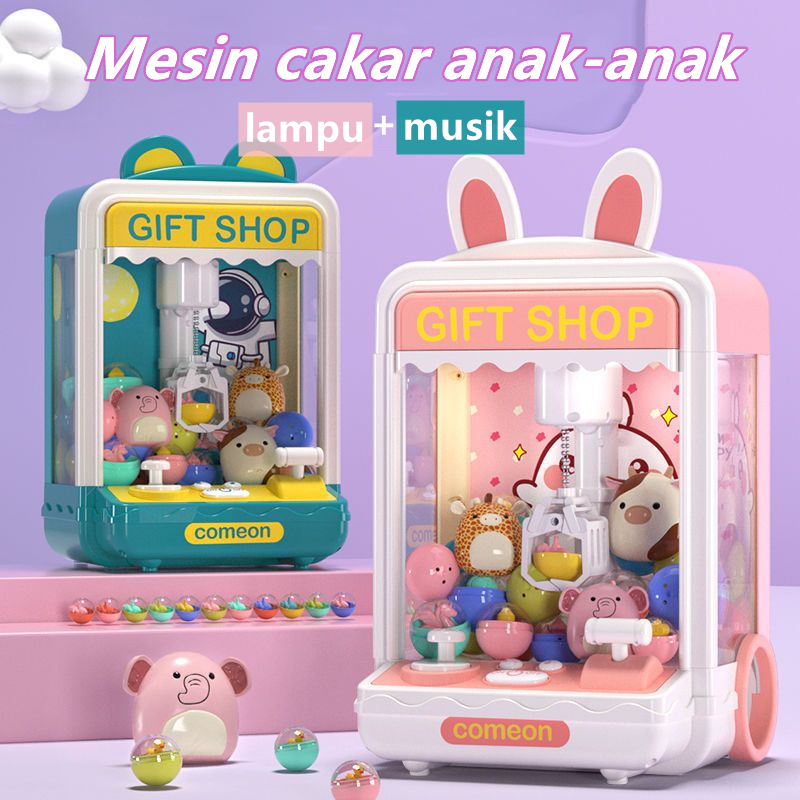 Mainan Mesin Capit Anak Mesin Capit Mini + Boneka dengan Musik dan Lampu