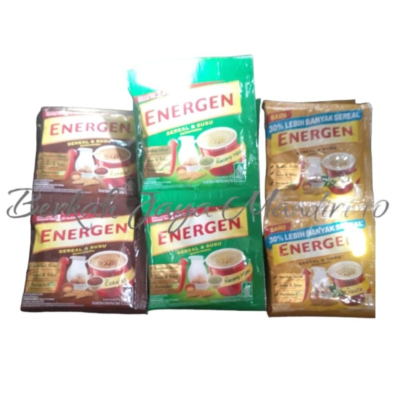 

Energen sereal kacang ijo vanila coklat 1 renceng /10 biji