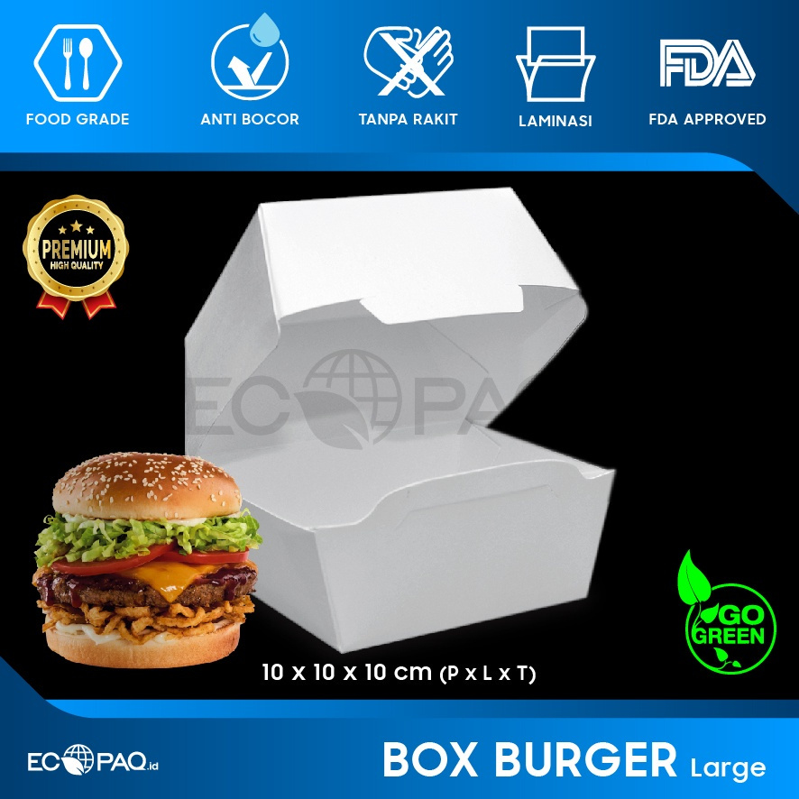 Box Burger - Kotak Burger - Dus Burger - PUTIH-L (50 pcs)