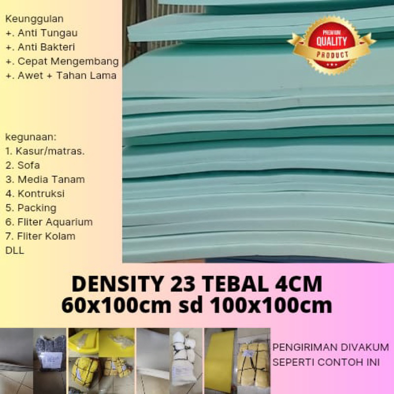 Busa lembaran Foam PU Premium tebal 4cm uk 60x100cm sd 100x100cm Density 23 busa buat kasur,matras,s