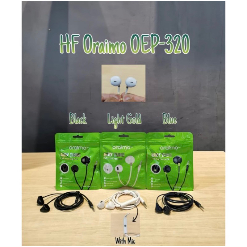 Oraimo Wired Earphone Halo Lite OEP-320 Semi In-Ear Airy Tune Headset Kabel Headphone Button Control