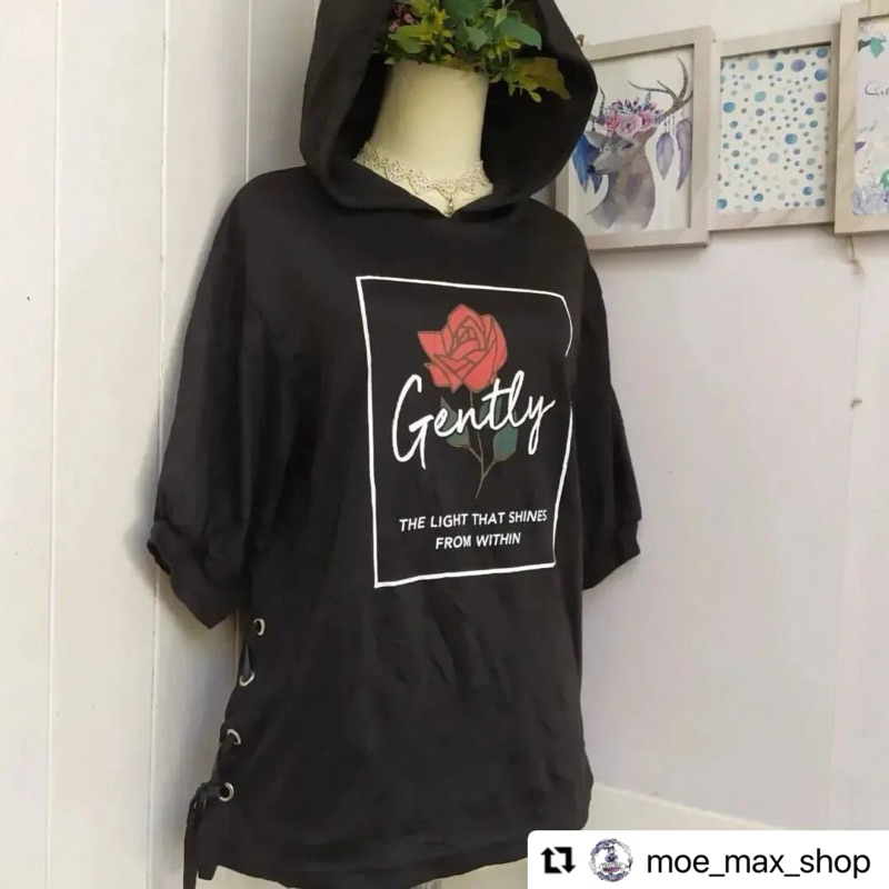 hoodie gothic mawar tali pita lace up