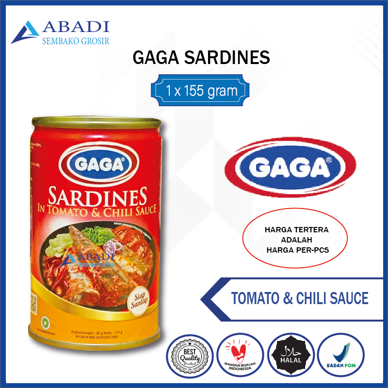 

GAGA SARDINES IN TOMATO & CHILI SAUCE - Gaga Sarden Saus Tomat & Cabe Pedas 155 gram