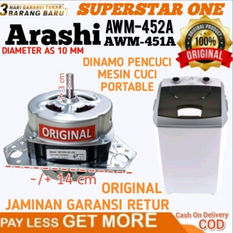 DINAMO MESIN CUCI MINI PORRABLE 1TABUNG ARASHI AWM451A/AWM452A 100WATT ASLI PRIGINAL